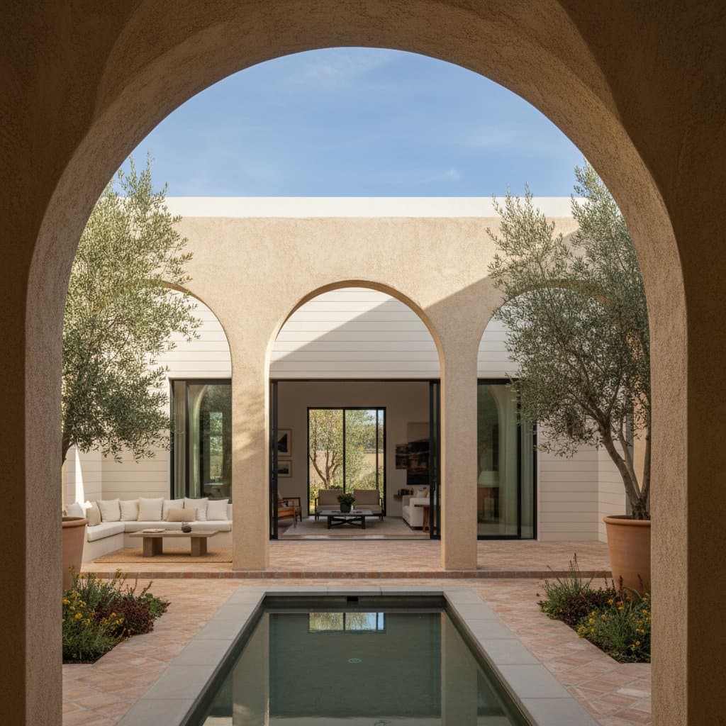 Featured image for Neo-Mediterranean Revival Brings Back Arched Courtyards
